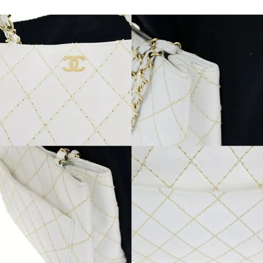 CHANEL 🔥Rare🔥 Wild Stitch Lambskin Quilted Chain Shoulder Bag!